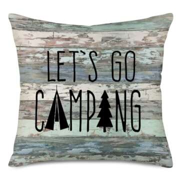 Tlovudori 4Pcs Vintage Rustic Wood Happy Camper Decorative Throw Pillow Cushion Case Cover Cotton Linen Adventure Awaits with Dog Paw Prints Pillow Covers Home Pillowcase 18"x18" (HR-Camper)
