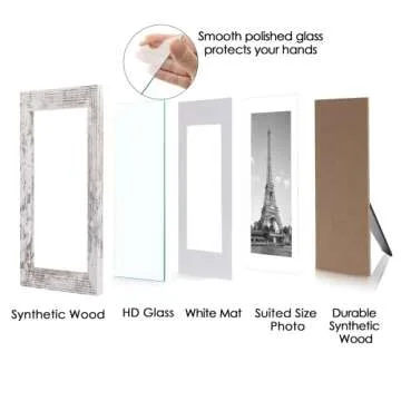 Upsimples Distressed White Picture Frame Set of 6