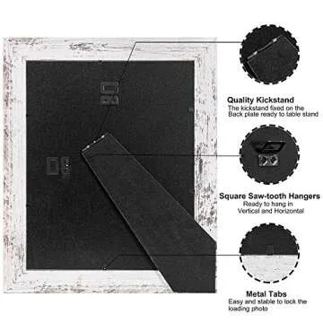 Upsimples Distressed White Picture Frame Set of 6