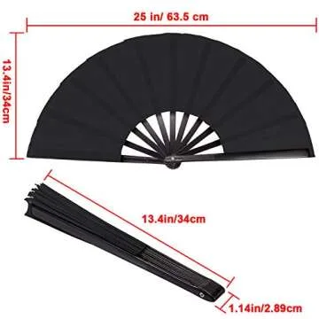 Maitys Large Folding Hand Silk Fans Chinese Handheld Tai Ji Fan for Men and Women, Festival, Line Da...