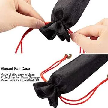 Maitys Large Folding Hand Silk Fans Chinese Handheld Tai Ji Fan for Men and Women, Festival, Line Dance, Kungfu, Martial Art, Gift