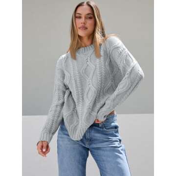 Trendy Queen Plus-Size Oversized Cable Knit Sweater - Fashion Essential