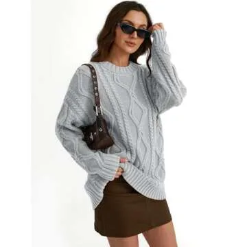 Oversized Cable Knit Sweater for Plus-Size Women