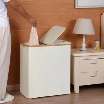 efluky Double Laundry Hamper with Lid & Removable Bags