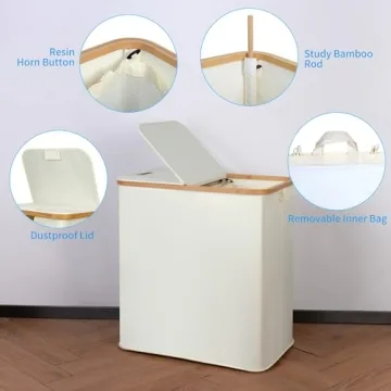 efluky Double Laundry Hamper with Lid & Removable Bags