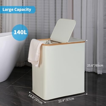 efluky Double Laundry Hamper with Lid & Removable Bags