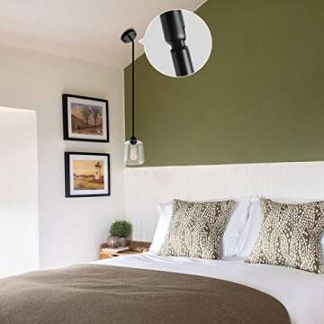 VILUXY Vintage Glass Pendant Light, Single Hanging Pendant Lighting, Black with Clear Glass Shade Classic for Farmhouse, Entryway, Dining Room, Kitchen Island, Foyer