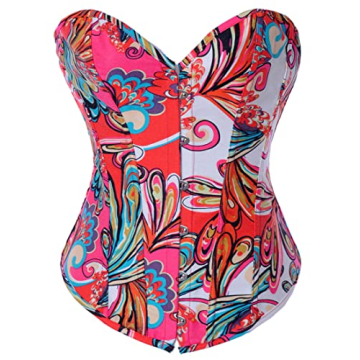 Alivila.Y Women’s Vintage Butterfly Pattern Corset Bustier Top - Hot Pink