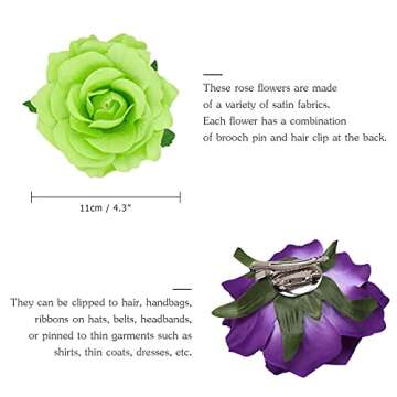 DRESHOW 10 Pcs Rose Hair Clip Flower Bridal Hair Pins Rose Brooch Floral Clips Head Ornament Wedding...