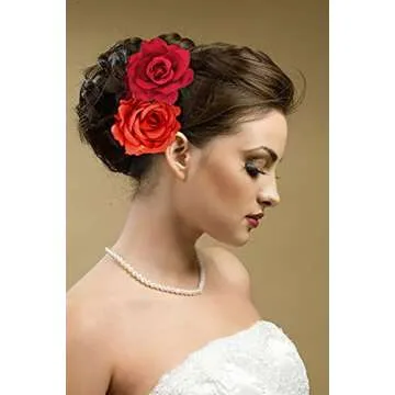 DRESHOW 10 Pcs Rose Hair Clips for Weddings and Dances