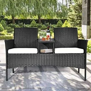 Tangkula Wicker Patio Furniture Set with Cushions & Table