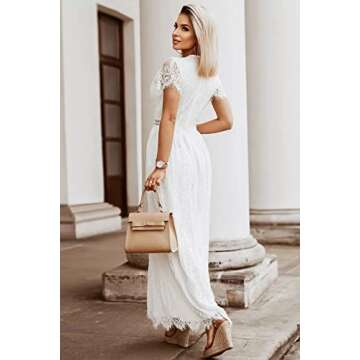 Elegant MEROKEETY Floral Lace Maxi Dress for Weddings