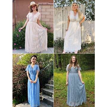 Elegant MEROKEETY Floral Lace Maxi Dress for Weddings