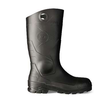 DUNLOP Protective Footwear, Chesapeake plain toe Black Amazon, 100% Waterproof PVC, Lightweight and Durable, 8677577.11, Size 11 US