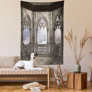 Ambesonne Gothic Tapestry, Medieval Stone Balcony Graphic Design Mystic Middle Age Story, Wall Hangi...