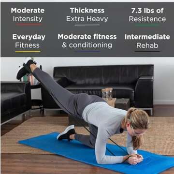 THERABAND Resistance Bands Set, Professional Elastic Band For Upper & Lower Body Exercise, Strength Training without Weights, Physical Therapy, Lower Pilates, & Rehab, Blue & Black, Advanced