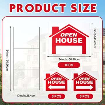 Juexica 7 Pack Open House Sign Directional with Tall Stands 24 x 18 Inch Real Estate Agent Yard for ...