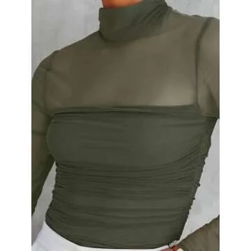 REORIA Stylish Mock Turtle Neck Bodysuit for Women