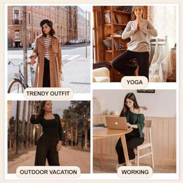 TNNZEET Women’s Black Lounge Yoga Pants with Pockets - Comfy Wide Leg Maternity Pajama Pants