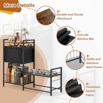 Lomivra Elevated Dog Bowls, Raised Dog Bowl Stand with Dog Toy Bin Basket Dog Food and Water Bowl Feeding Station, Lifted Dog Bowl Holder Cabinet with Pet Storage Organizer for Large Medium Small Dogs