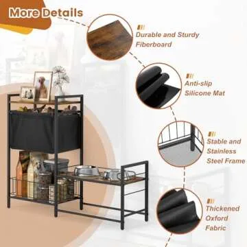 Lomivra Elevated Dog Bowls, Raised Dog Bowl Stand with Dog Toy Bin Basket Dog Food and Water Bowl Feeding Station, Lifted Dog Bowl Holder Cabinet with Pet Storage Organizer for Large Medium Small Dogs