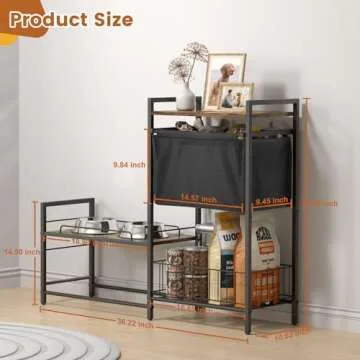 Lomivra Elevated Dog Bowls, Raised Dog Bowl Stand with Dog Toy Bin Basket Dog Food and Water Bowl Feeding Station, Lifted Dog Bowl Holder Cabinet with Pet Storage Organizer for Large Medium Small Dogs