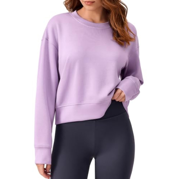 PINSPARK Cropped Sweatshirts for Women Oversized Long Sleeve