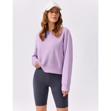 PINSPARK Cropped Sweatshirts for Women Oversized Long Sleeve