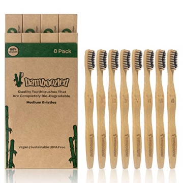 Bamboozled Charcoal Bamboo Toothbrush Set of 8 Eco-Friendly
