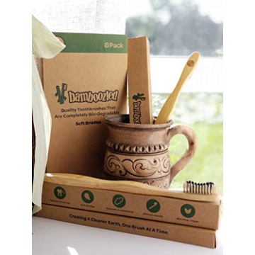 Bamboozled Charcoal Bamboo Toothbrush Set of 8 Eco-Friendly