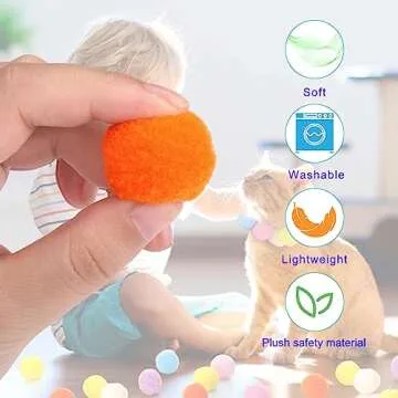 AIERSA Cat Toys Interactive for Indoor Cats,100pcs Pom Pom Balls with Launcher Set, Kitten Toys for Cats Self Play,Cute Cat Ball Toy for Cat Enrichment