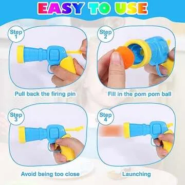 AIERSA Cat Toys Interactive for Indoor Cats,100pcs Pom Pom Balls with Launcher Set, Kitten Toys for Cats Self Play,Cute Cat Ball Toy for Cat Enrichment