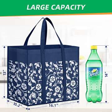 WOWBOX Reusable Grocery Bags Foldable Tote Bags bulk with Reinforced Handles Shopping Bags for Groce...