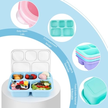 MaMix 5-Compartment Bento Box 4 Pack with Utensils