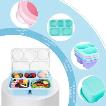 MaMix 5-Compartment Bento Box 4 Pack with Utensils