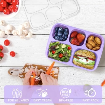 MaMix 5-Compartment Bento Box 4 Pack with Utensils