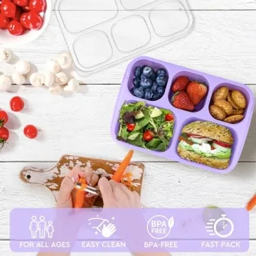 MaMix 5-Compartment Bento Box 4 Pack with Utensils