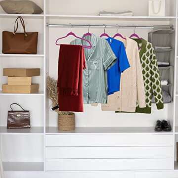 Quality Hangers 50 Pack Slim Plastic Hangers for Clothes - Sturdy Non-Velvet Pink Hangers with 360°...