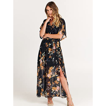 Stylish ANRABESS Floral Wrap Maxi Dress for Summer Events