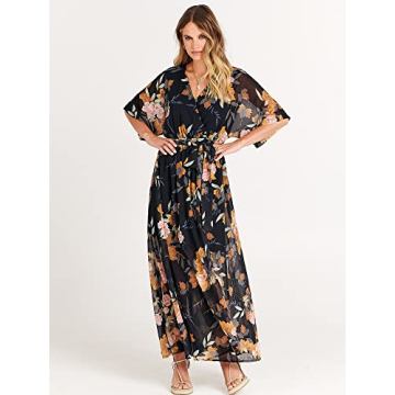 Stylish ANRABESS Floral Wrap Maxi Dress for Summer Events