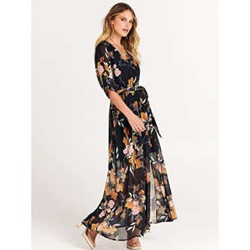 Stylish ANRABESS Floral Wrap Maxi Dress for Summer Events