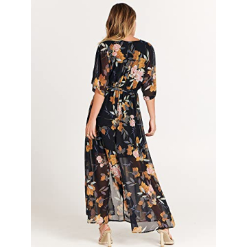 Stylish ANRABESS Floral Wrap Maxi Dress for Summer Events