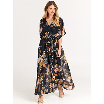 Stylish ANRABESS Floral Wrap Maxi Dress for Summer Events