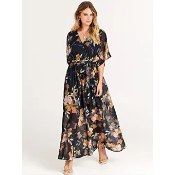 Stylish ANRABESS Floral Wrap Maxi Dress for Summer Events