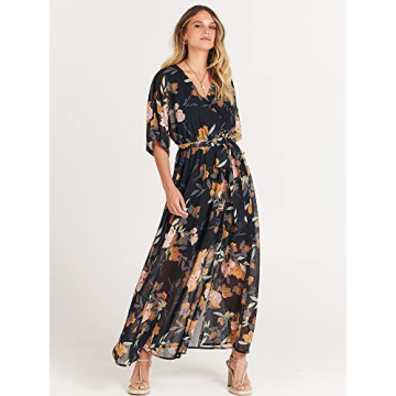Stylish ANRABESS Floral Wrap Maxi Dress for Summer Events
