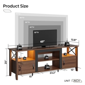 Bestier Farmhouse TV Stand for 70 inch TV with LED