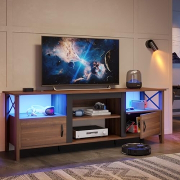 Bestier Farmhouse TV Stand for 70 inch TV with LED