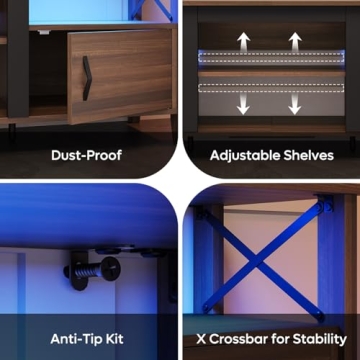 Bestier Farmhouse TV Stand for 70 inch TV with LED