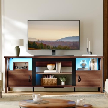 Bestier Farmhouse TV Stand for 70 inch TV with LED