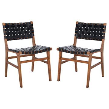 Safavieh Home Collection Taika Dining Chair - Luxurious Black Leather Design for Modern Dining Space...